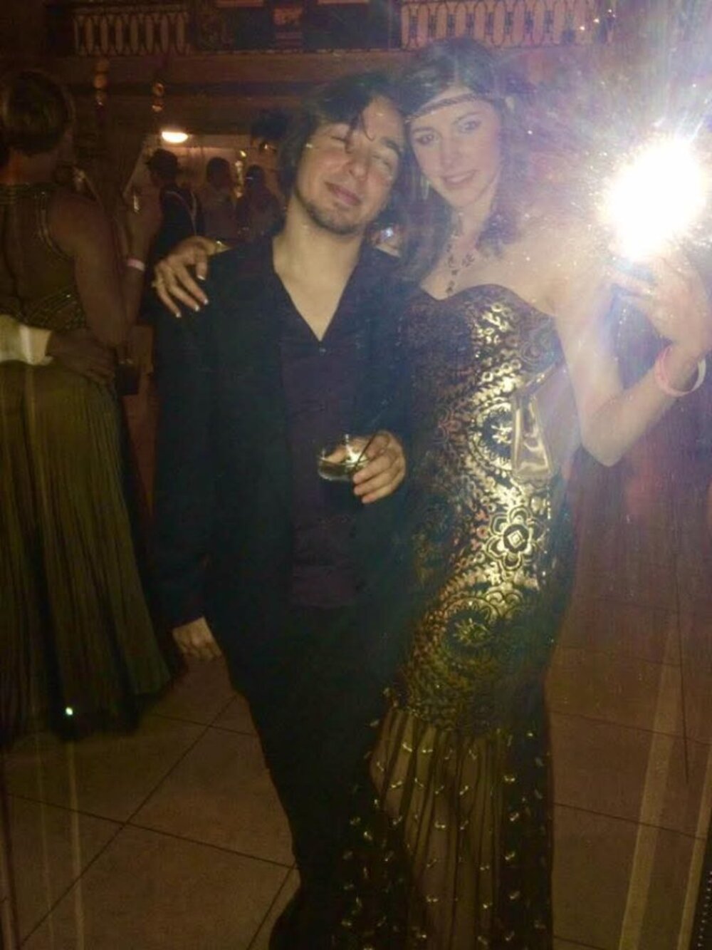 Black Gold 1920's inspired mermaid sequin gown small flapper girl vibes corset - Picture 3 of 10